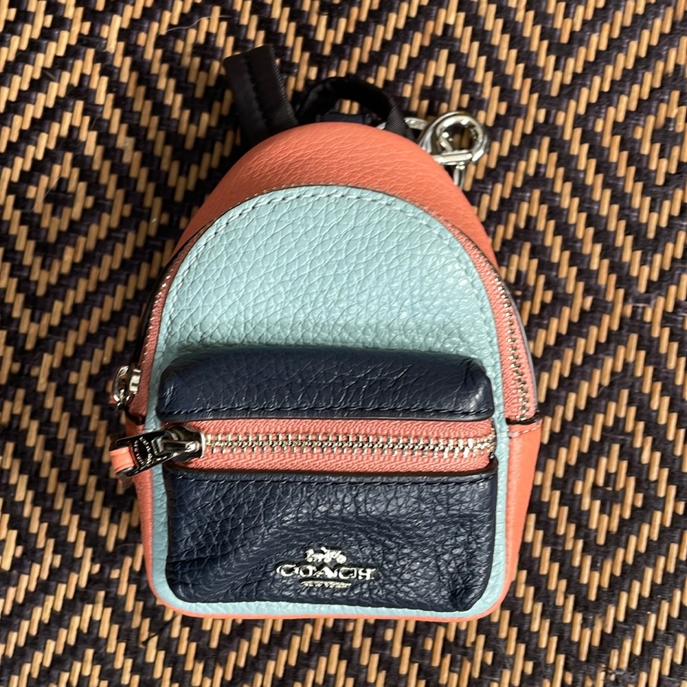 Coach backpack key chain F73064 bag charm Seafoam Multi-color Green orange navy